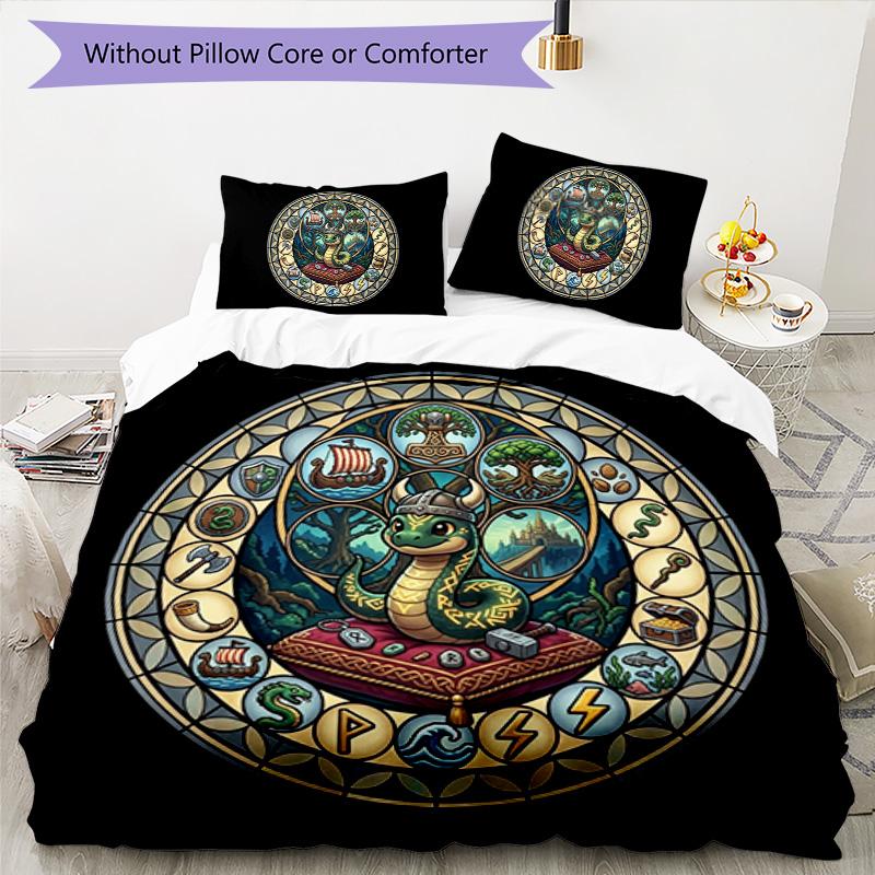 Serpent Symbols Pattern Bedding,Quilt Set Quilt Cover Pillowcase Home Birthday Gift (1*duvet Cover+2*pillowcase,without Core)