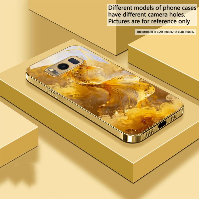 Harmonious Golden Carp For Samsung Galaxy S20 FE S21 S22 S23 Plus S24 Ultra 25Ultra S21+ S9+ S22Plus Golden Glass Phone Case