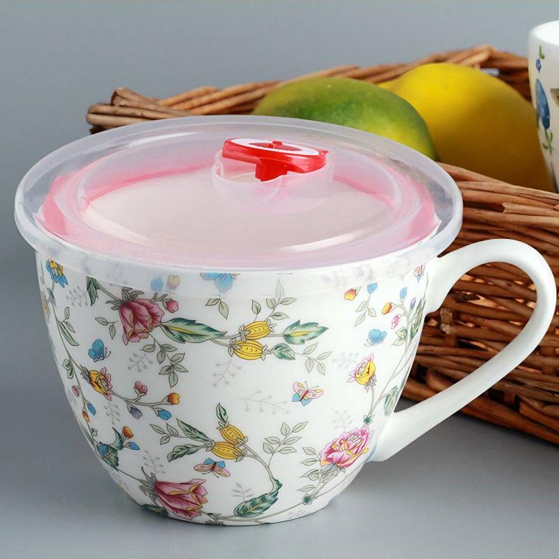 550ML, Bone China Breakfast Cups, Porcelain Tumbler Cup, Ceramic Coffee Mug, Large Mug with Handle, Cereal Bowl for Morning