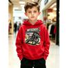 Teen Boys Kids Motocross Graphic Printed Hoodie Light Grey Biker Sweatshirt Y2K Casual Loose Autumn Winter Outerwear