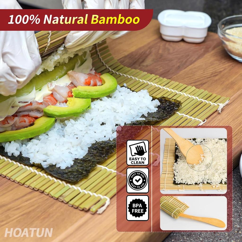 Sushi Making Kit, Sushi Making Mold for Beginners, Professional Home Sushi Maker, Sushi Rolling Machine with Sushi Roller Bazooka, Sushi Mat,