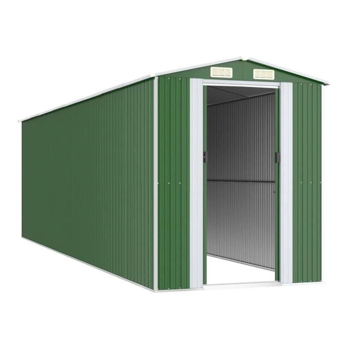 3147433 vidaXL Garden Shed Green 192x689x223 Cm Galvanized Steel