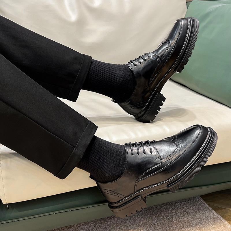 Retro Brock Flower Leather Shoes Men'S Spring And Autumn Large Size British Men'S Leather Shoes 45 46 Shoes Px25-T