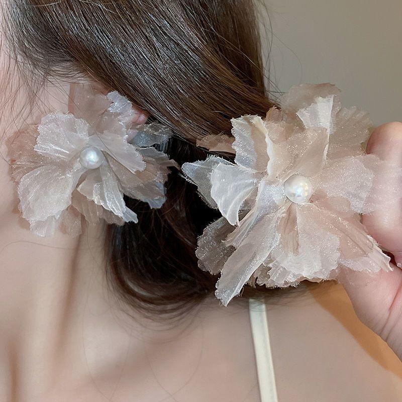 

Color artificial crystal flower fringed earrings, sweet and fresh ear hook earrings, Korean earrings.