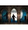 Medieval Castle Backdrop Halloween Decoration Brick Wall Iron Gate Pumpkin Graveyard Gothic Party Backgrounds for photographs