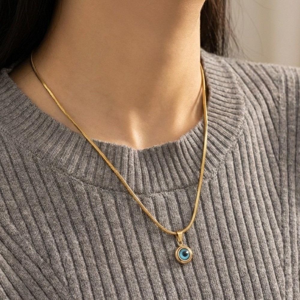 Wasserdichte Augen Halskette Titan Dämonenauge Ohrringe Blaue Augen Choker Kette Glücksschmuck