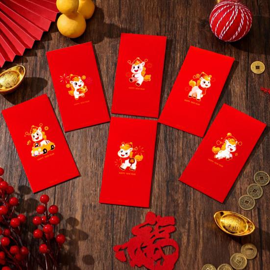 Roter Umschlag 2026 Tierkreis Pferd Muster Traditionelles Chinesisches Neujahr Rotes Päckchen Papier Segens Geldbeutel für Hochzeiten Geburtstage Festivalgeschenke