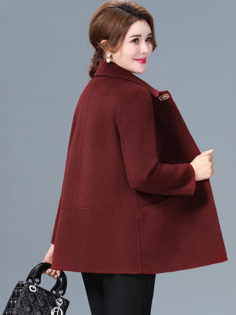 Double-Sided Cashmere Coat for Women - High-End Pure Wool Autumn & Winter Outerwear, Short Mid-Aged Women's Jacket