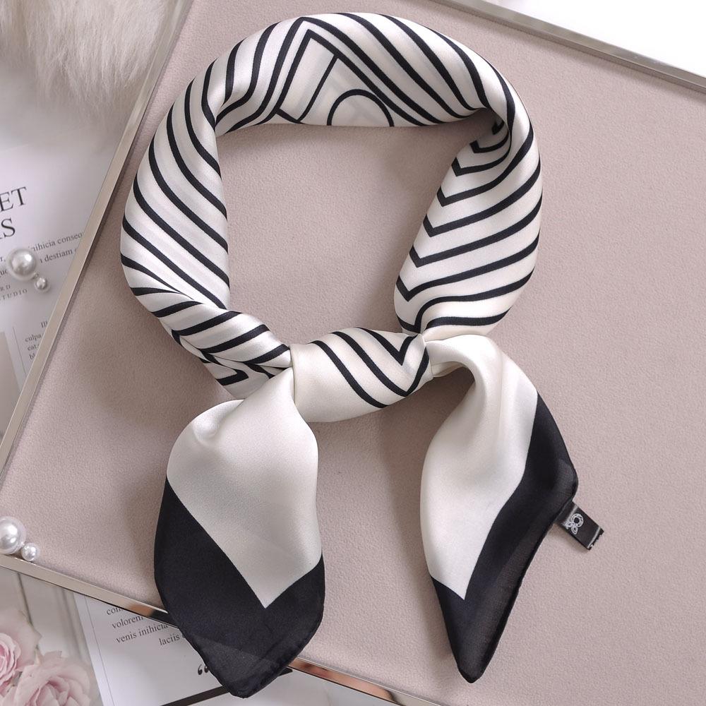 Luxury Apricot Print 70*70cm Silk Square Scarf Women Soft Satin Hairband Neckerchief Tie Female Headband Foulard Bag Ribbon Gift