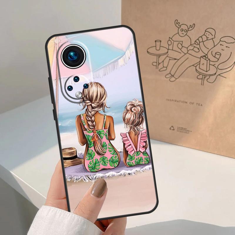 Super Mom Baby Girl Son Daughter For Huawei P20 P30 P40 P60 Pro P Smart Nova 9 5T Honor 70 90 50 Magic5 Lite X7a X9a X8a Case