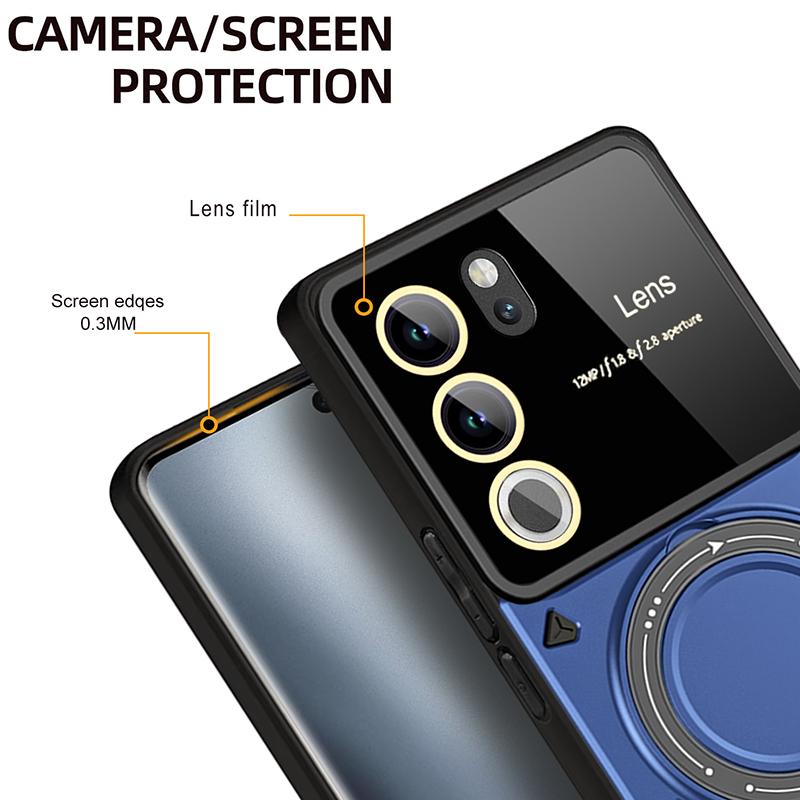 Shockproof Armor For VIVO V50 Lite V29 V27 Pro V27E Case Phone Ring Stand Bumper Silicone Phone Cover Capa For VIVO V29 Cases