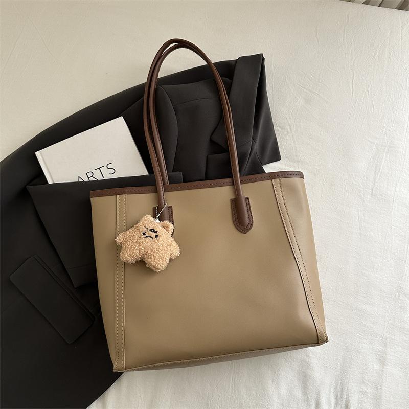 Simple Style Faux Leather Large Capacity Tote Bag for Women Fashionable Work Shoulder Handbag CLE