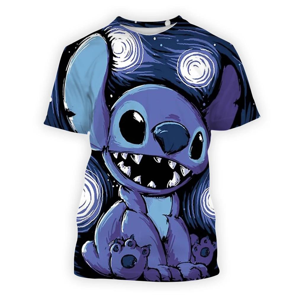 2024 Disney Anime Lilo Stitch 3D potisk Tričko Dětské Topy Tričko Dámské Pánské Unisex Letní Krátký Rukáv Trička