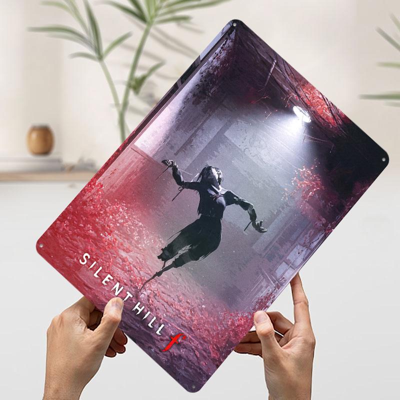 Silent Hill F Gaming Poster Customized Wall Art Vintage Metal Signs Retro Tin Plaque for Man Cave Modern Home Decoration Luxury