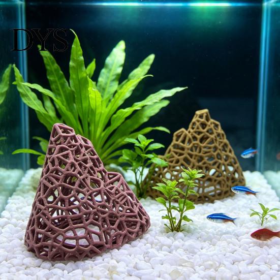 Plastic Mountain Decor Aquarium Shrimp Hide, 3D Printed Hollow Mountain, Small Fish Tank for Betta Hideout Cave, Ornament Shelter Cave
