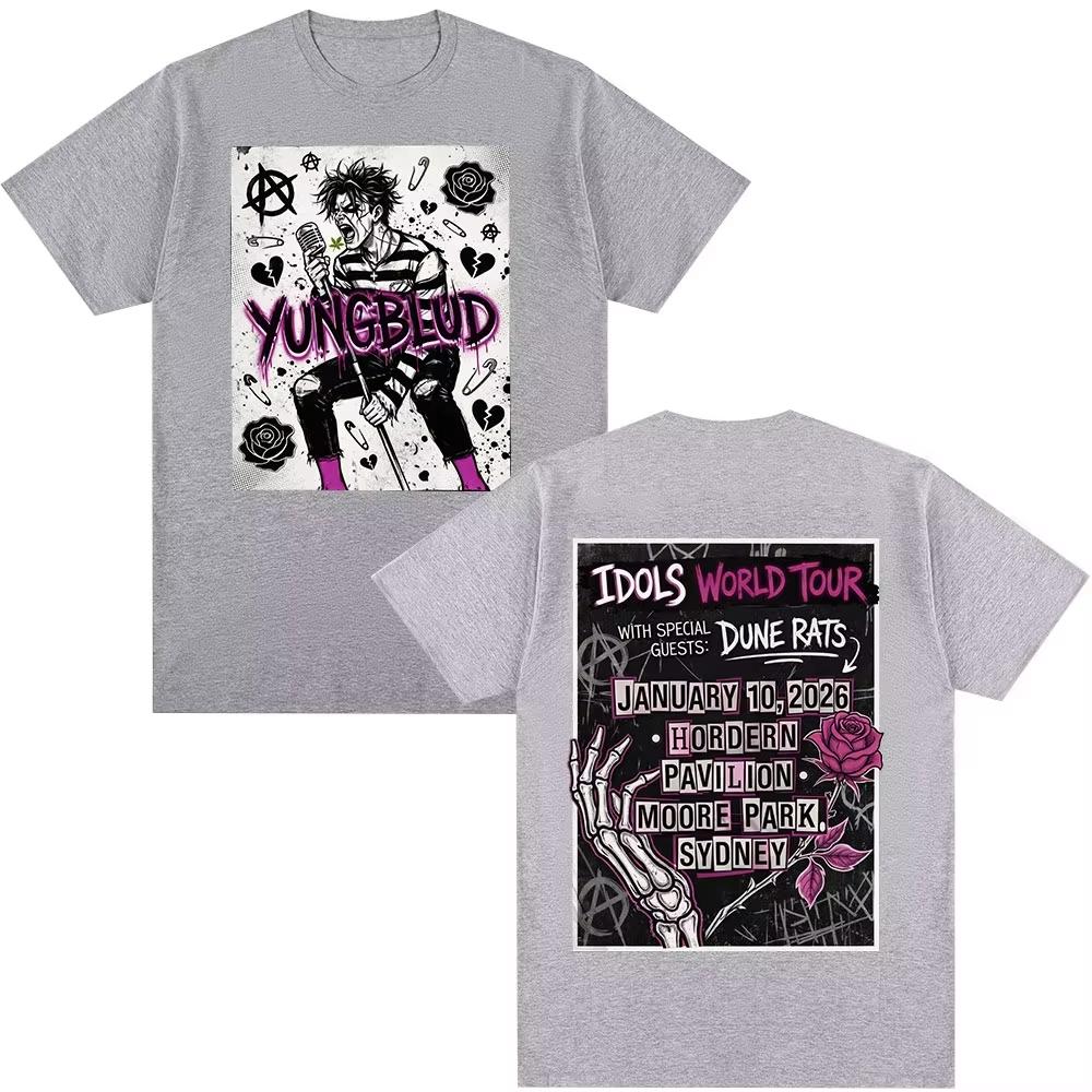 Singer Yungblud IDOLS World Tour Mens Fashion HipHop TShirt Comfortable and Breathable 2026 pure Cotton Casual TShirt
