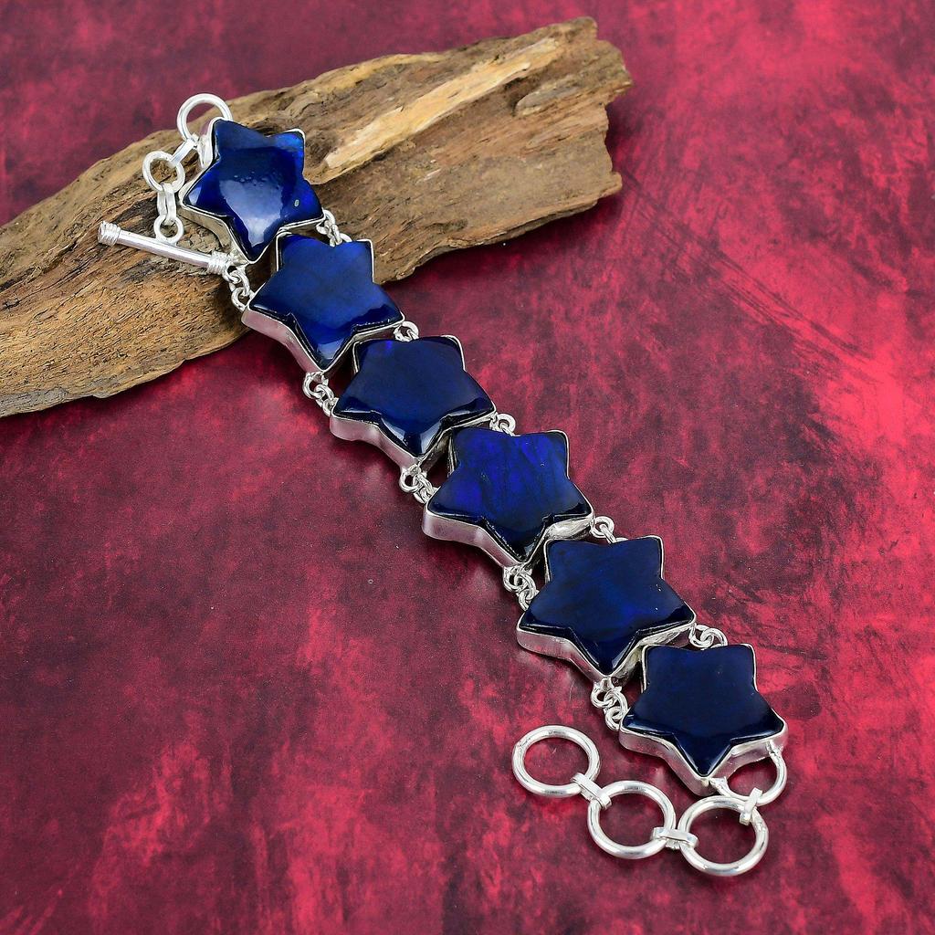Amazing Blue Flash Labradorite Handmade Jewelry, 925 Solid Sterling Silver Jewelry, Antique Gemstone Bracelet Jewelry For Gift