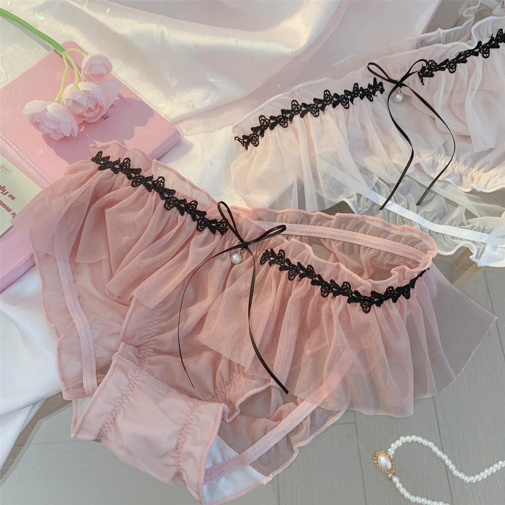 Girls lace mesh underwear breathable ladies sexy panties