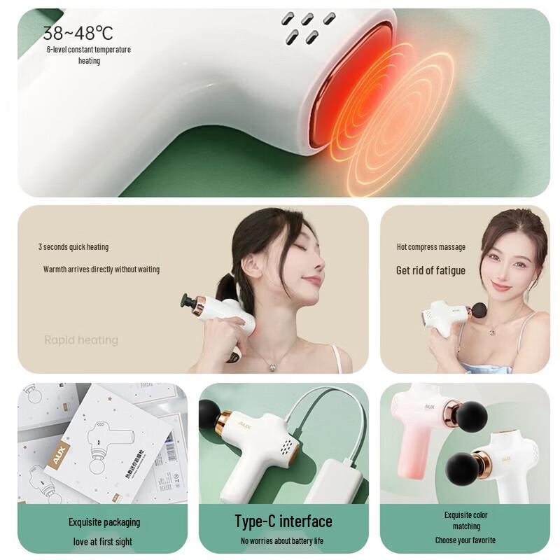 AUX Portable Deep Tissue Massager with Heat CN plug (adapter included)