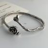 100% Solid 925 Sterling Silver Metal Bracelet for Women Vintage Handmade Simple Retro Flower Chain Bracelet Birthday Gift Party