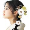 Hair Ornament and Flower Kanzashi Hair Accessories for Furisode and Ceremonies Two-Piece Set, Tsumami-zaiku (kk-008), White, Purple, Blue,