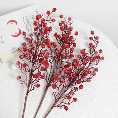 60CM Christmas Decorations White Snow Berries Stems Artificial Bouquet Xmas Tree Ornament Home Decor New Year 2026 Accessories