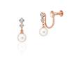 4℃ K10 Pink Gold Pearl Topaz Earrings - Elegant Drop Style Jewelry