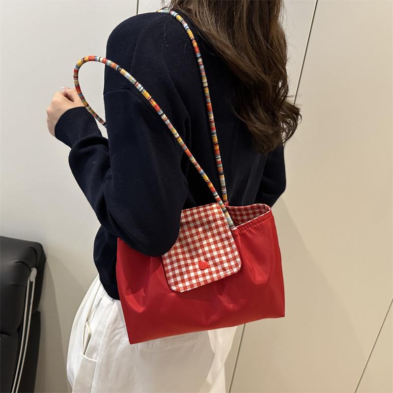 Nylon Tote Bag For Women With Zipper Closure And Cell Phone Pocket For Daily Casual Use