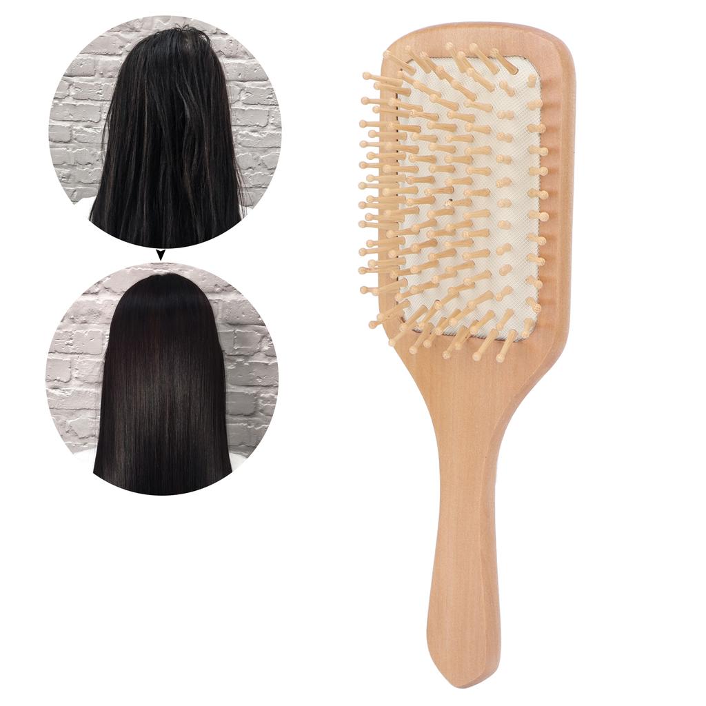 Wooden Hair Brush Portable Home Salon Ergonomic Massage Detangling Paddle Brush Hair Styling Tool