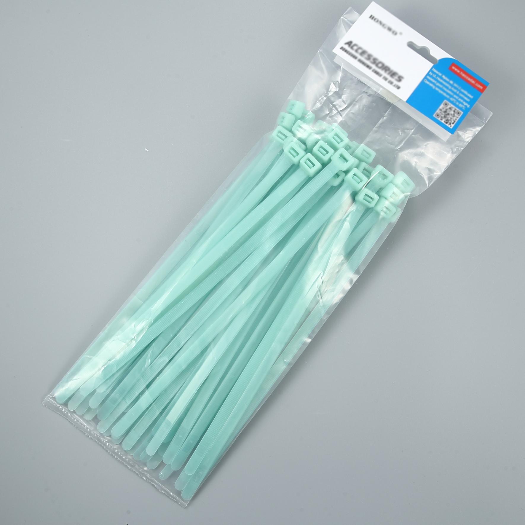 

Високоякісні стійкі до високих температур самоблокуючі кабельні стяжки 2*100mm*1000pcs світло-зелений колір