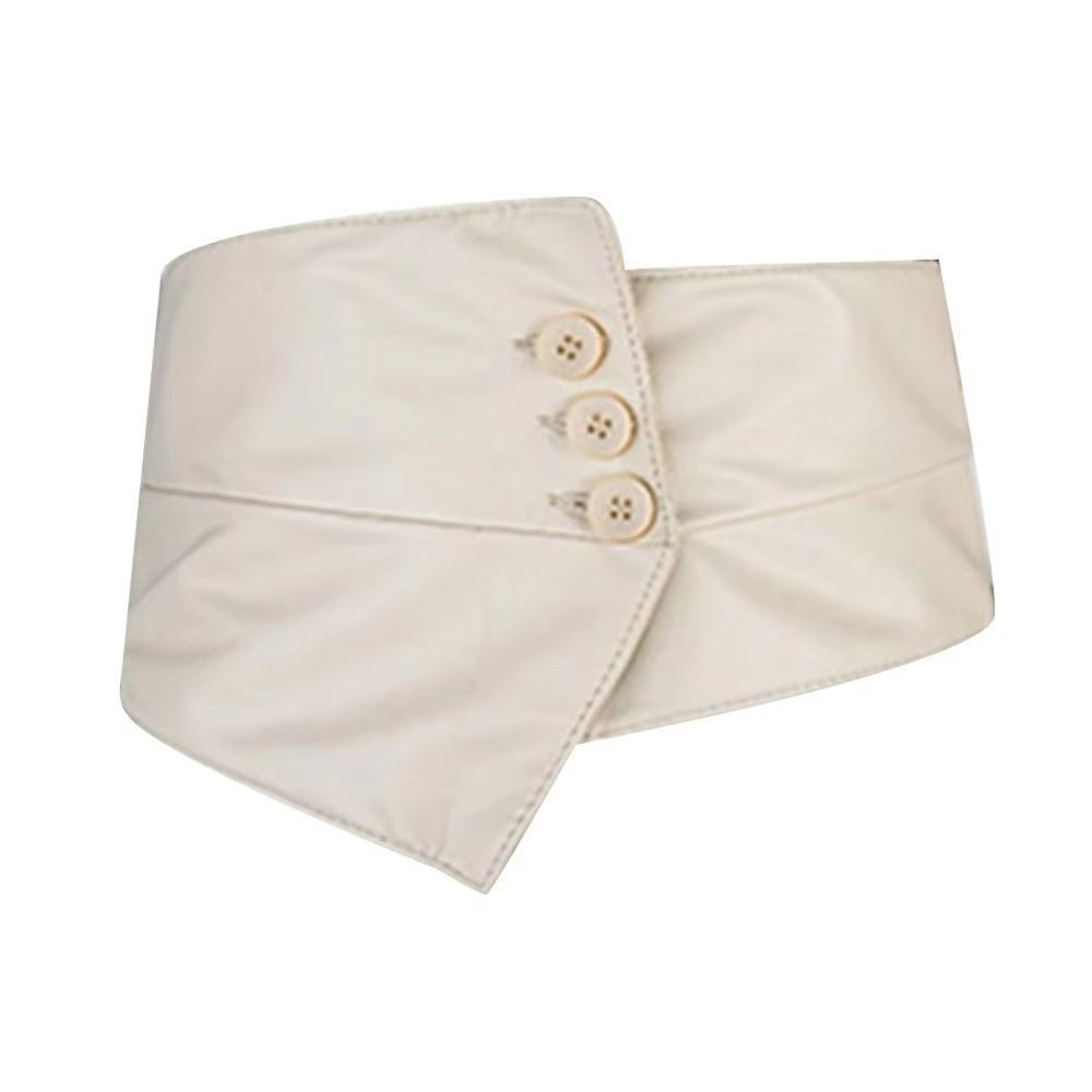 Button PU Leather Corset Spicy Girl Western Cowboy Belt Retro Wide Belt Ladies