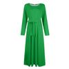 Elegant Women's Long Sleeve Maxi Dress with Belt Perfect for Formal Events, Evening Parties, and Casual Wear