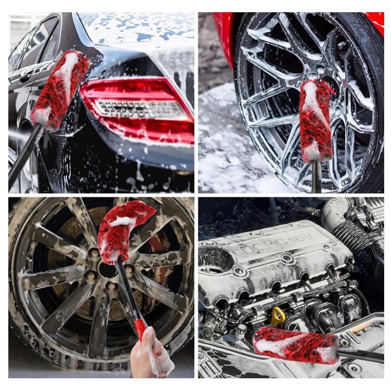 SEAMETAL Car Wheel Tire Brush Universal Wash Wheel Brush PP Handle Wool Brush Car Cleaning Brush