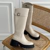 Desire Rose Women Platform Long Boots With Belt Decoration Leather Boots