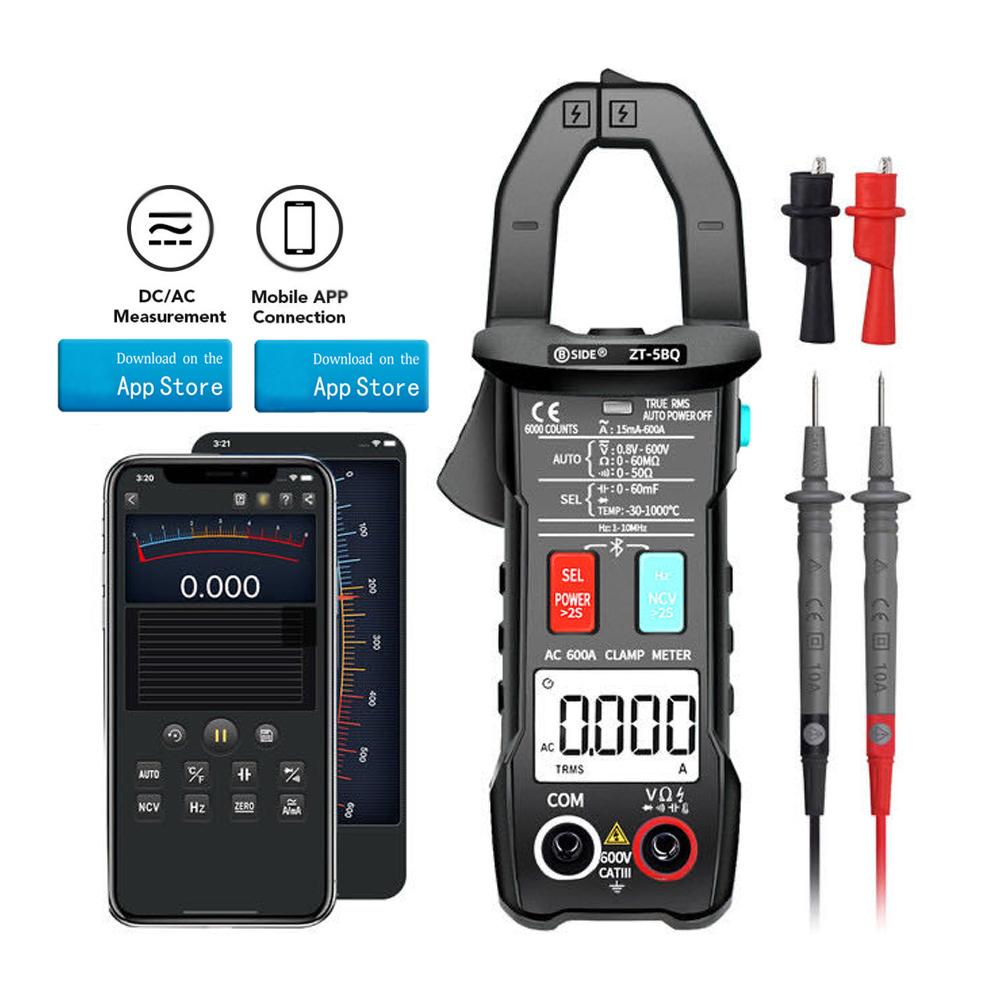 BSIDE ZT-5BQ Pinza amperometrica digitale intelligente per test NCV ad alta precisione da 6000 conteggi con funzione BT True