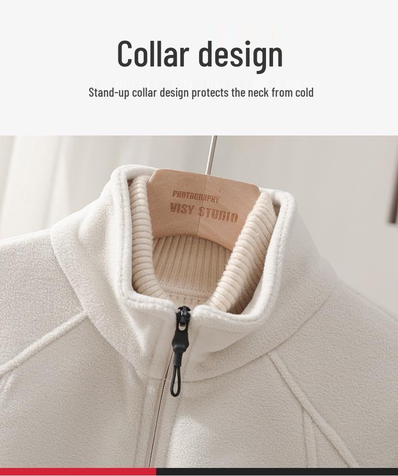 Double-Sided Fleece Women's Hoodie - Soft, Skin-Friendly, Stand Collar, Zipper for Autumn/Winter
