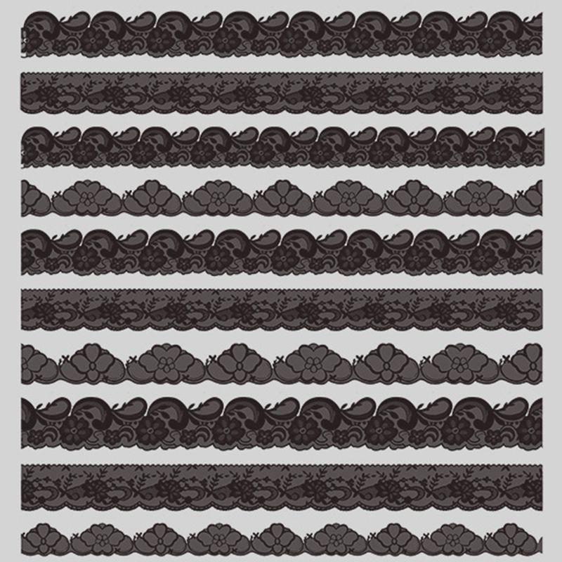 

Polka Dot Lace Nail Art Stickers Thin Tough Tomoni Back Glue Xiji Japanese Style 5D Nail Stickers Cute Decorations Black Lace 274((Thin and tough))