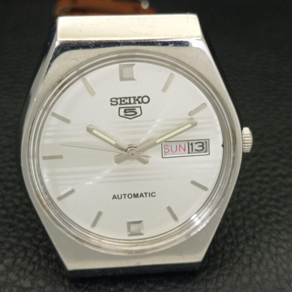 Seiko 5 AUTOMATIC 6309A JAPAN MENS VINTAGE SILVER COLOR DIAL WATCH A701557-5 R206b-a701557