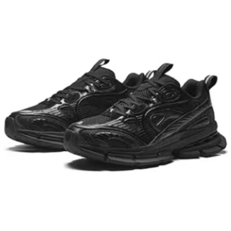 Anta Round Toe Lace-Up Casual Shock Absorbing Wear-Resistant Low-Top Running Shoes Men sneaker Black Gray 912345568A-1