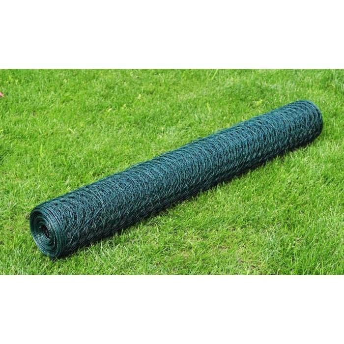 VidaXL Chicken Wire with PVC Coating 25x0.5 M Green, Fence, Barrier,, Fences, Barriers 140404