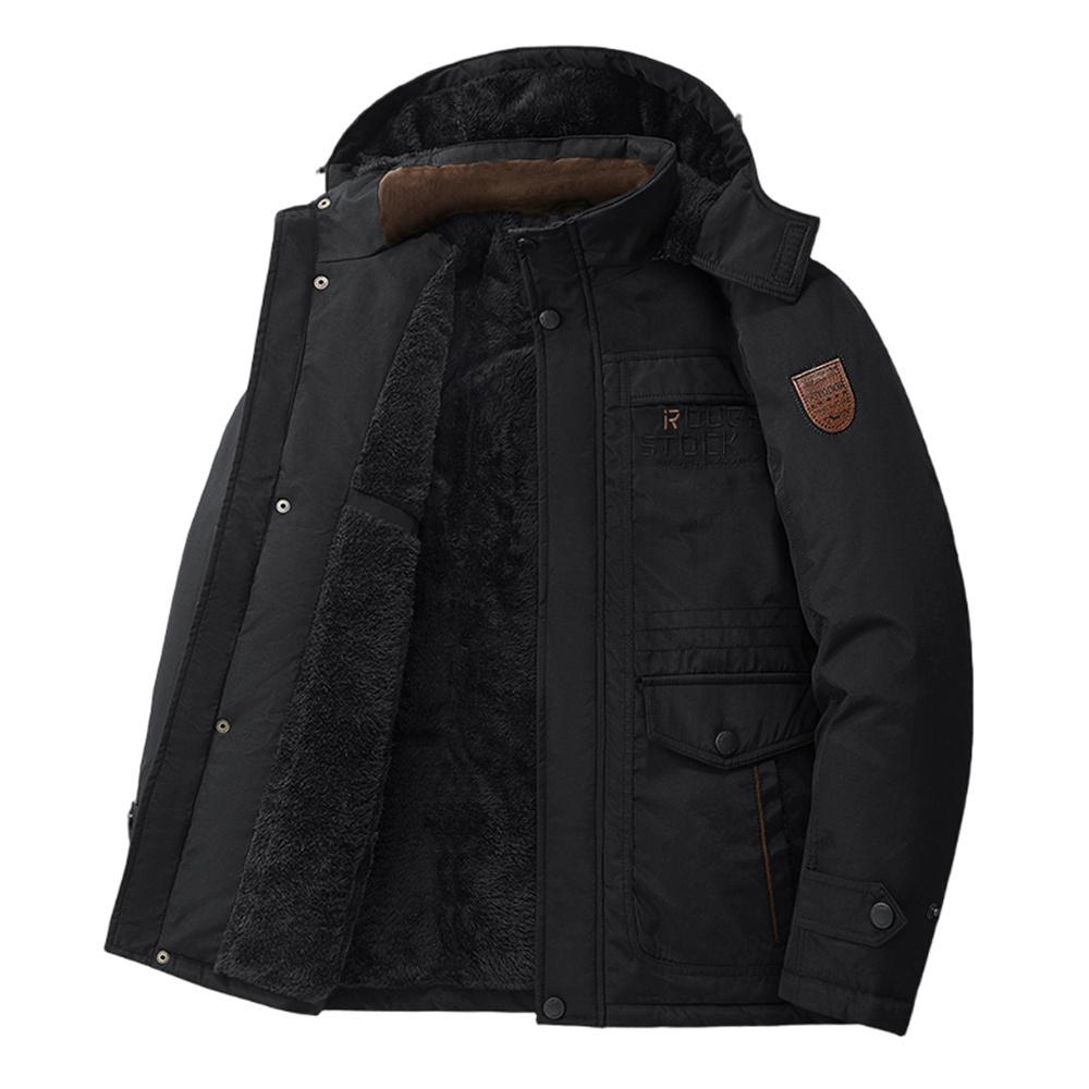 

Новая зимняя мужская парка с флисовой подкладкой, повседневная винтажная военная рабочая куртка, утолщенные парки со съемным капюшоном, мужское пальто M чёрный