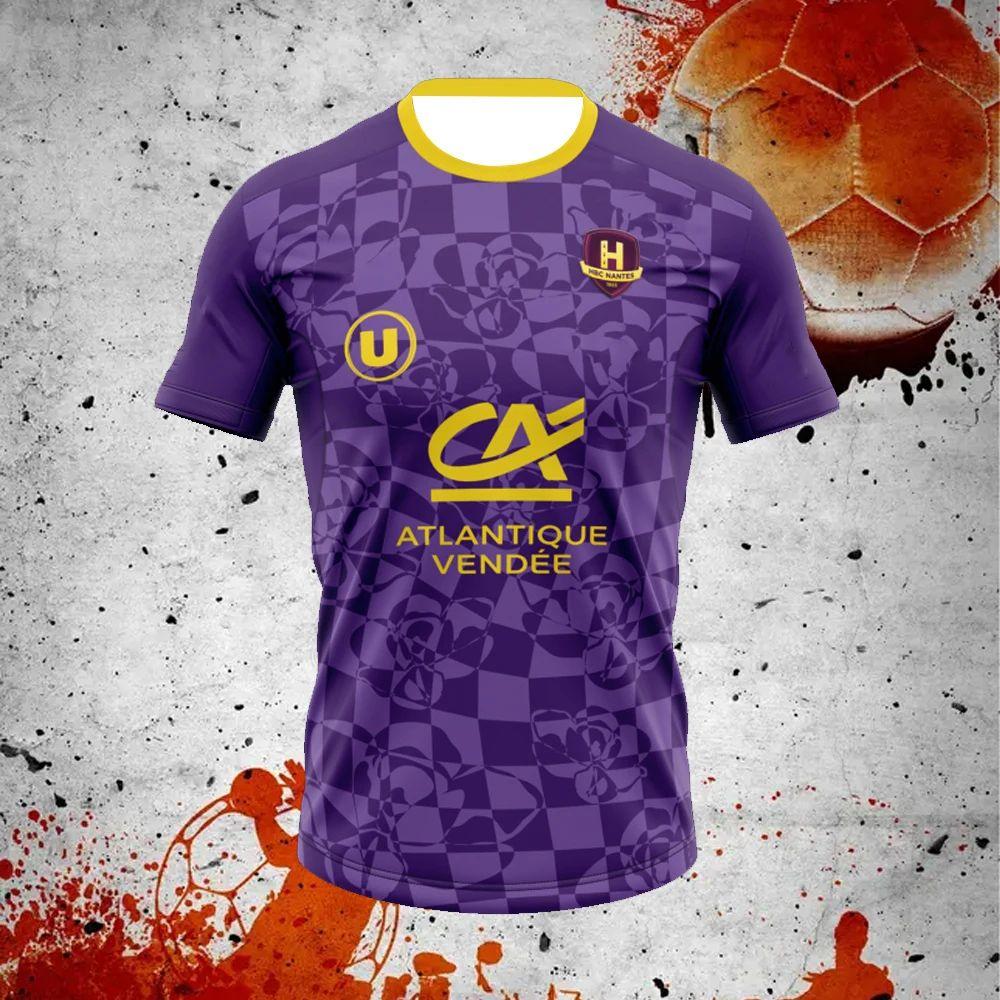 

Mens HBC Nantes Handball Shirt Youth Kids Sportwear Oversized Training Handball Uniform Breathable Unisex Jersey Tee XL