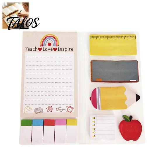 Thick Paper Notes for Journaling Teacher Themed Sticky Notepads Set, Campus Theme Smooth Notes, Cartoon Set Creative Index Stickers Portable