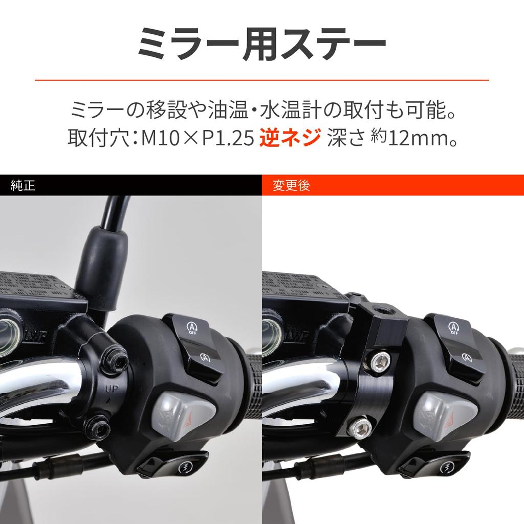 Daytona 94636 Motorcycle Mirror Stay Mount Hole 0.4 Inch (10 Mm) Reverse Screw (M10