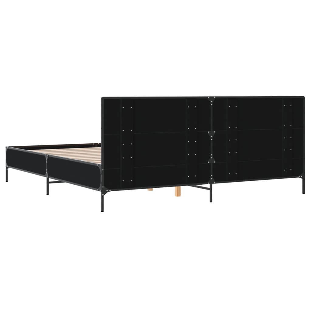 Bed Frame Black 180 x 200 cm Particleboard and Metal