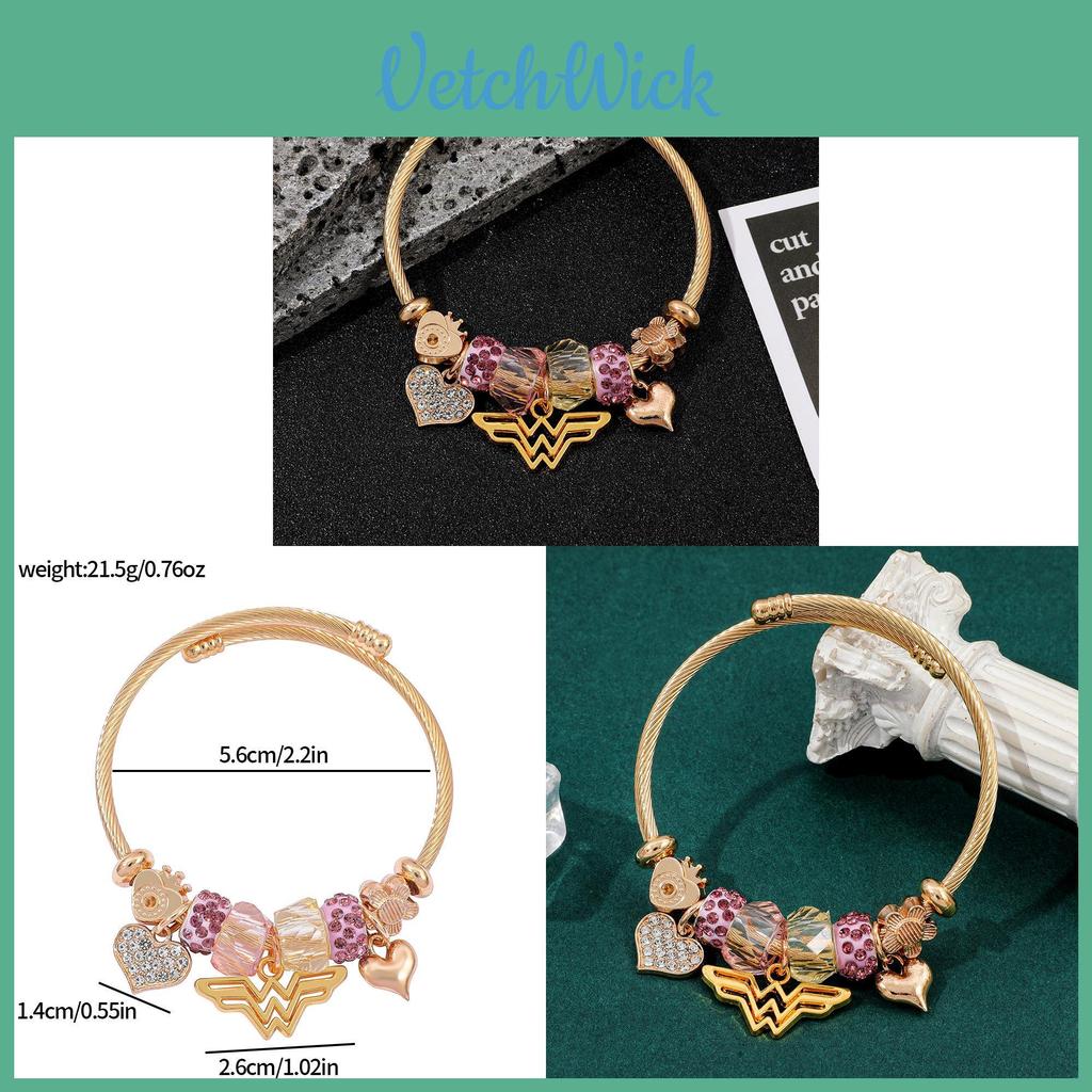 Fashion Alloy Adjustable Couple Bracelet With Heart Pendant For Travel Gift
