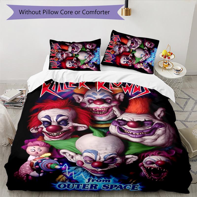 Horror Clown Circus 3pcs Bedding Set Duvet Cover Closure Includes 1 Duvet Cover & 2 Pillowcases for All Seasons Bedroom Home Dorm Decor