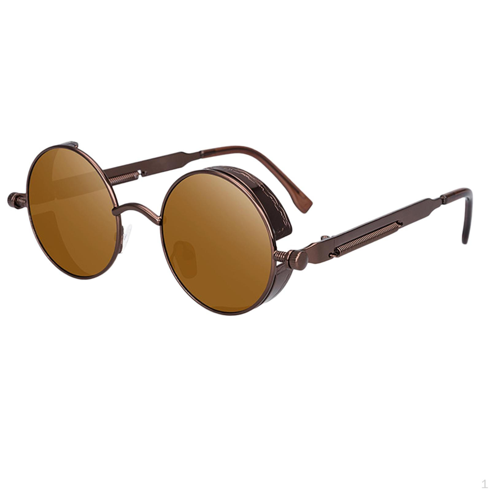 Fashion Steampunk vintage Round Sunglasses Metal Circle Goggles , protecting your eyes from Tawny