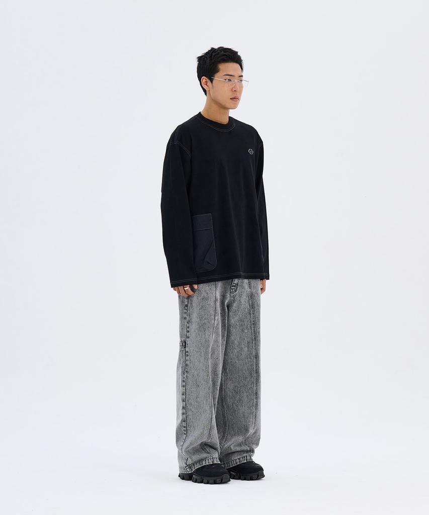 Nontai Woven Pocket L/S T-Shirts (Black)
