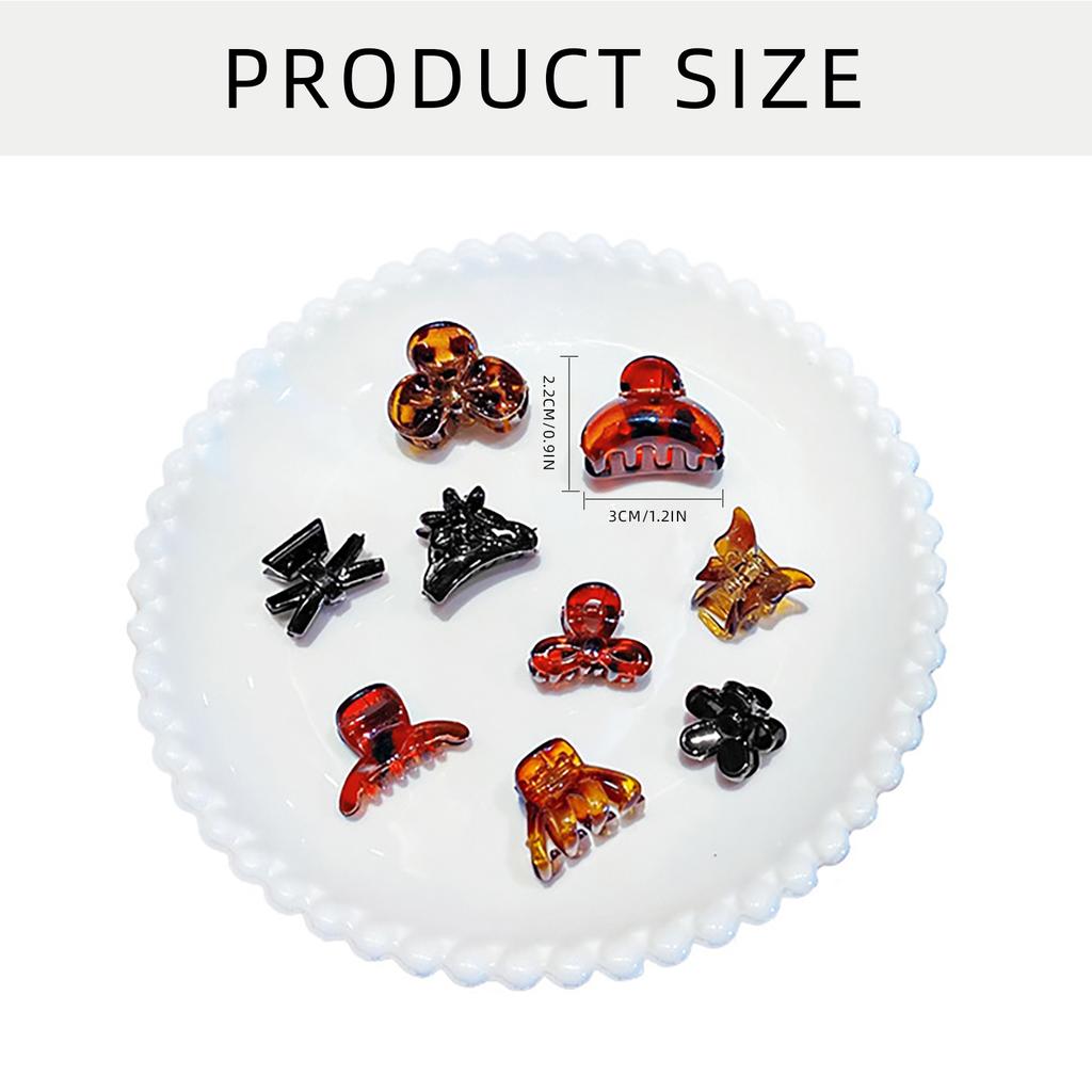 6Pcs Hair Clip Set Vintage Leopard Acrylic Hair Claws Small Hairpin Hairpieces for Women and Girls Fashion Accessories
